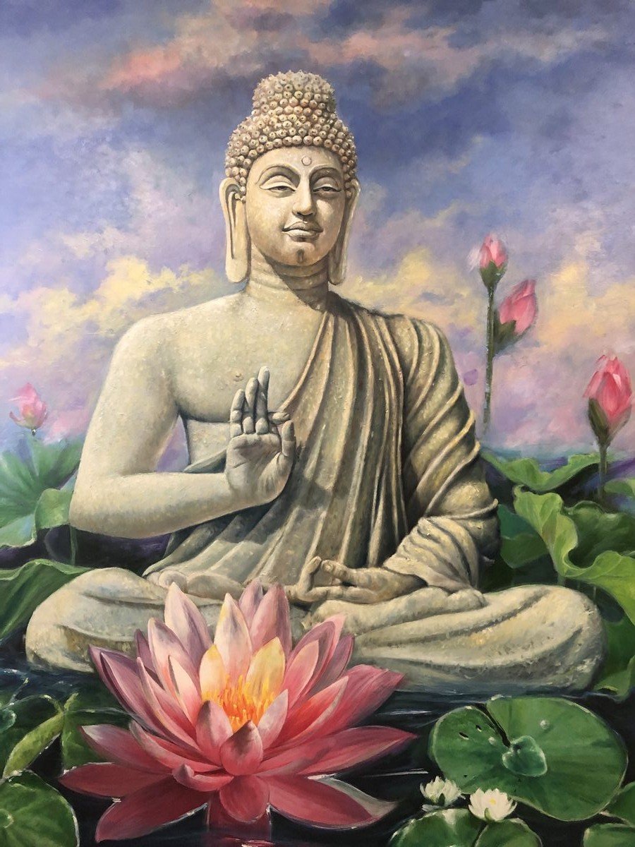 Buddha with lotus flowers
